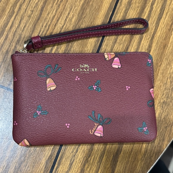 Coach Handbags - Coach Women's Small Corner Zip Wristlet with Holiday Bells Print